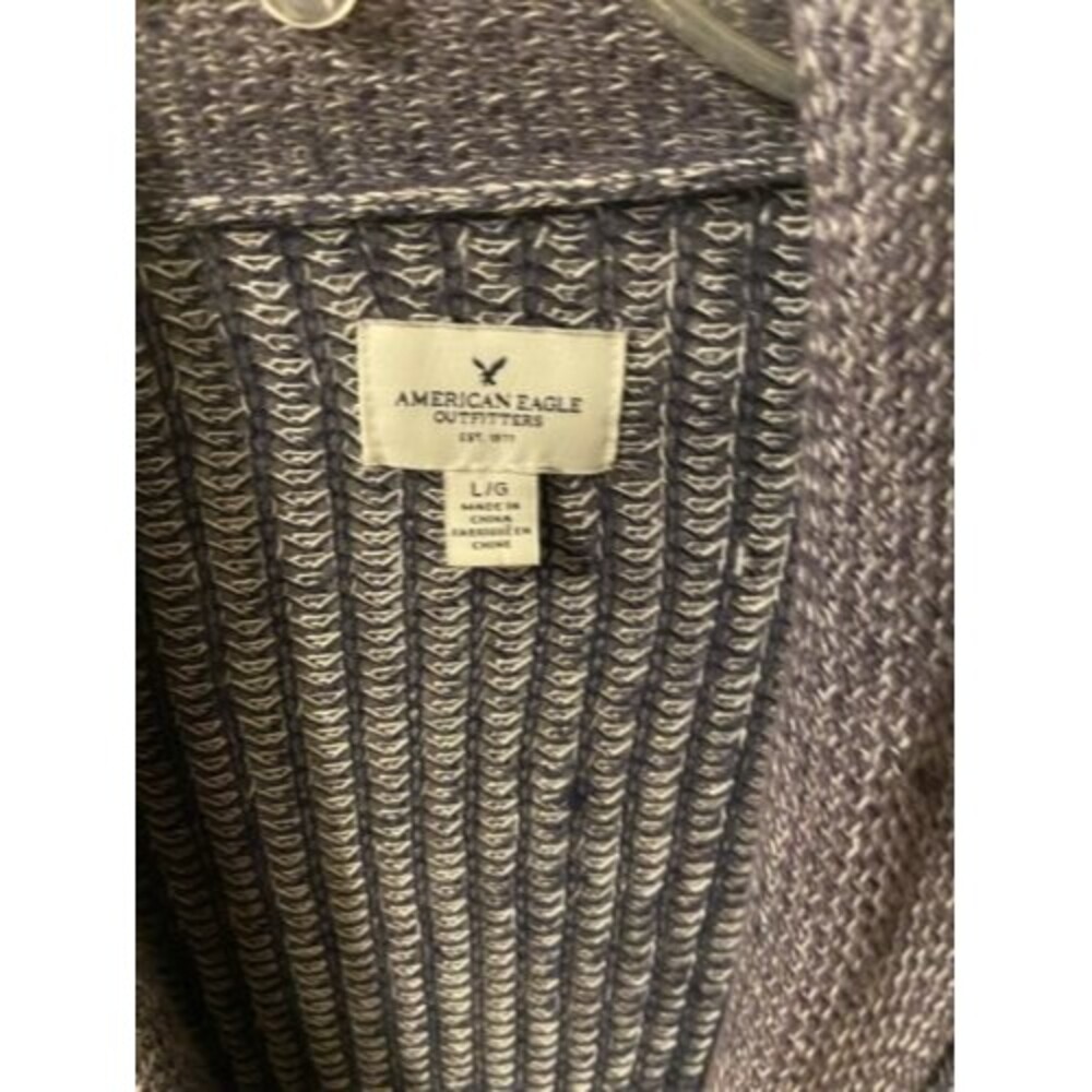 American Eagle Cardigan Womens L Purple Sweater Knit Button Collared Grandpa y2k - Picture 4 of 7